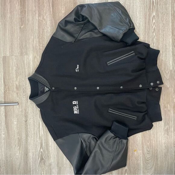 Vintage Black Leather and Wool Varsity Jacket XXL - Picture 10 of 12